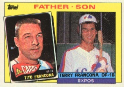 1985 Topps Baseball Cards      134     Terry/Tito Francona FS